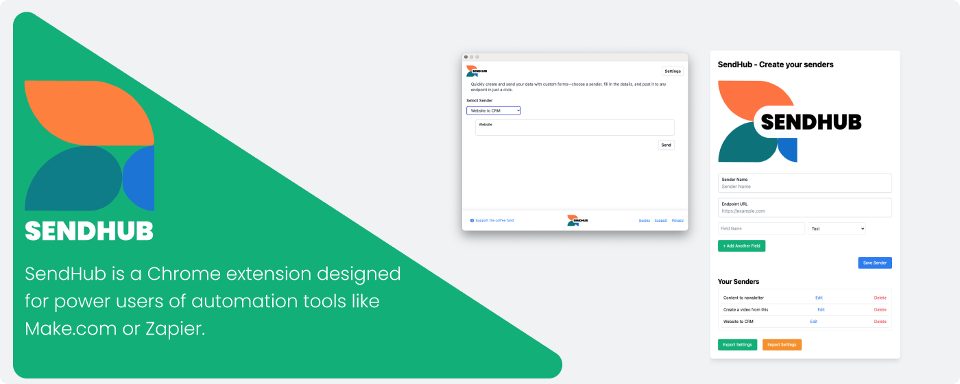 SendHub Chrome extension screenshot