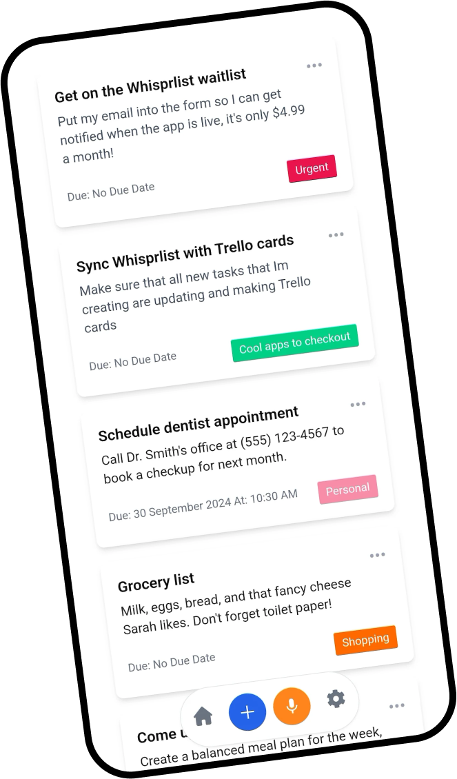WhisprList app screenshot